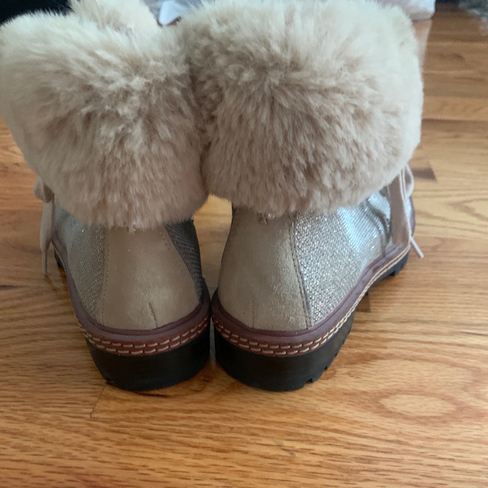 Kate Spade Gold Glitter Boots with Fur - Picture 3 of 3